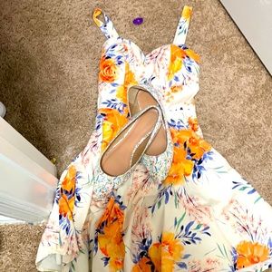 Floral dress + floral slippers